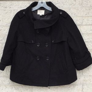 Black Ann Taylor LOFT Flare Pea Coat M